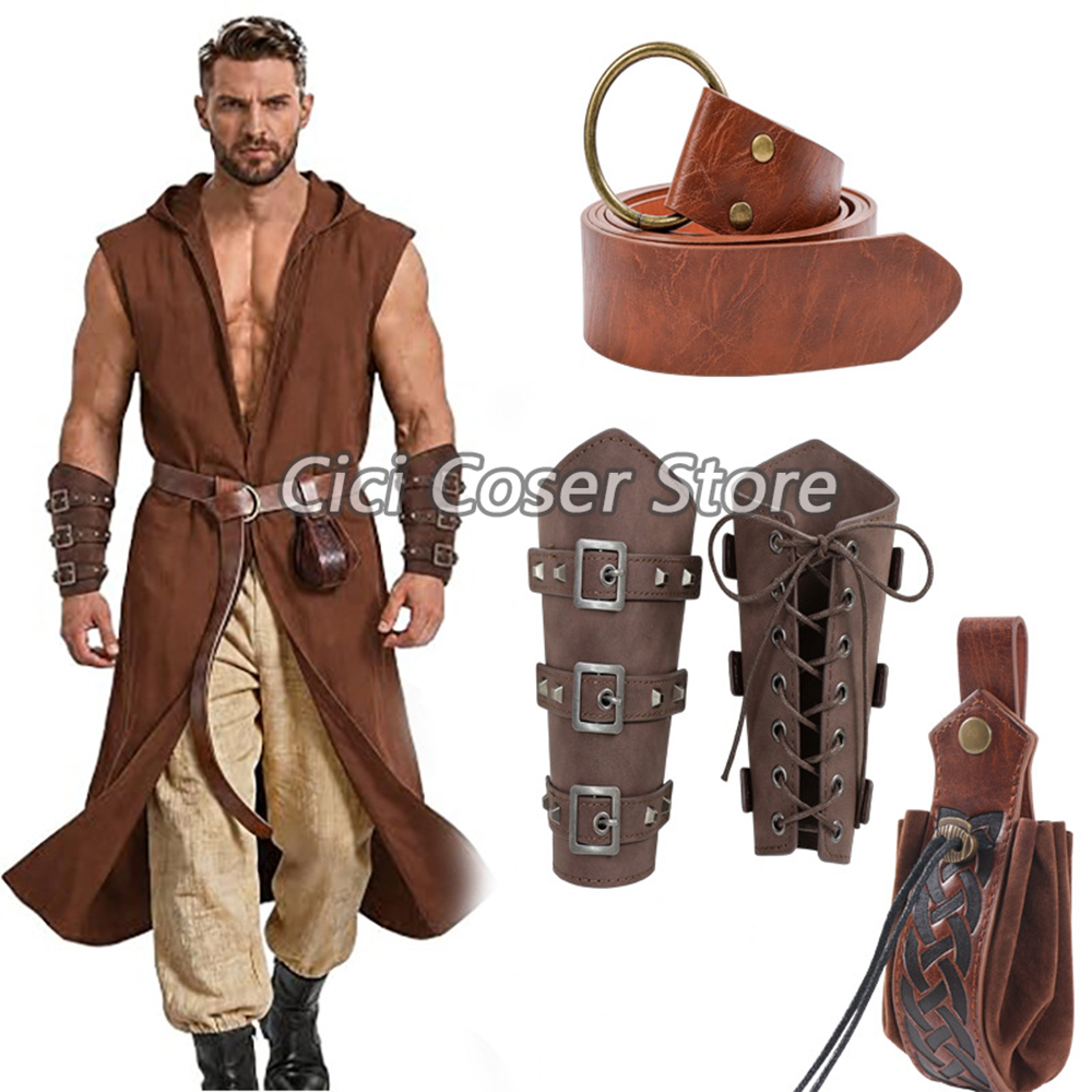 Cosplay Prop - 중세풍 PU 가죽 벨트, 팔 보호대,
